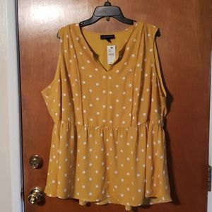 NWT Lane Bryant yellow with Polka dots shirt